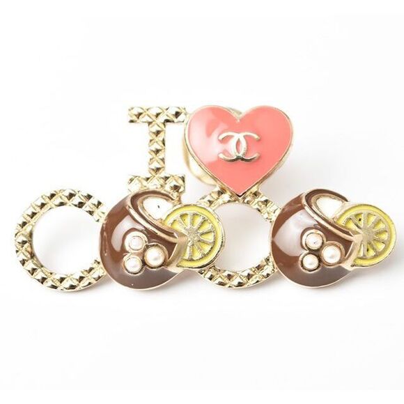 Chanel Brooch Pin Badge Pin Brooch I LOVE COCO Heart Motif 230620